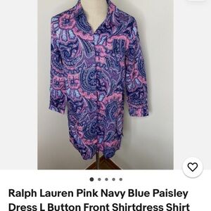 Ralph Lauren Blue and Pink Paisley Dress pajamas small